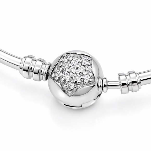 Pandora “You’re a Rising Star” Sterling Silver Pavé Bangle Bracelet 7” - Picture 3 of 5